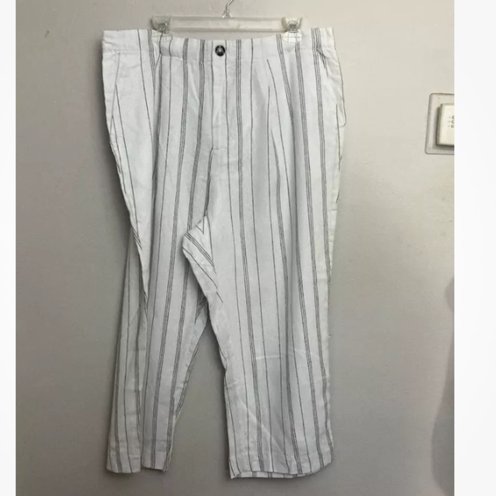 4-16 Ellos White Cropped Pants Stripe Linen blend 20